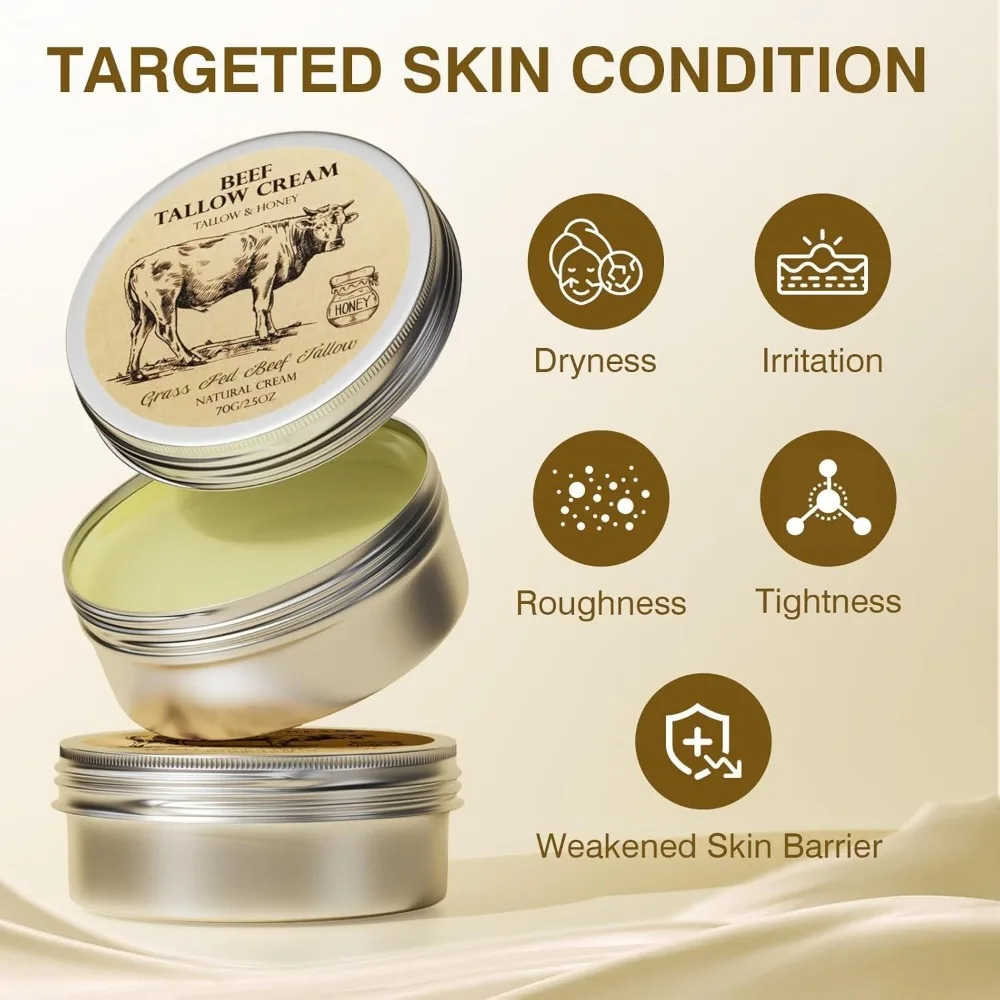 Natural Organic Beef Tallow Balm Whole Body Care Face Care Face Cream Hydrating Raw Honey Moisturizing Cream For All Skin Types