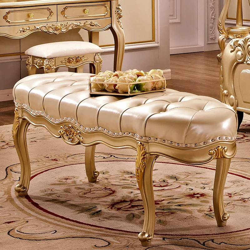 

m style bedside stool bedroom luxury leather bedside tatami before shoe changing stool chair solid wood carving m