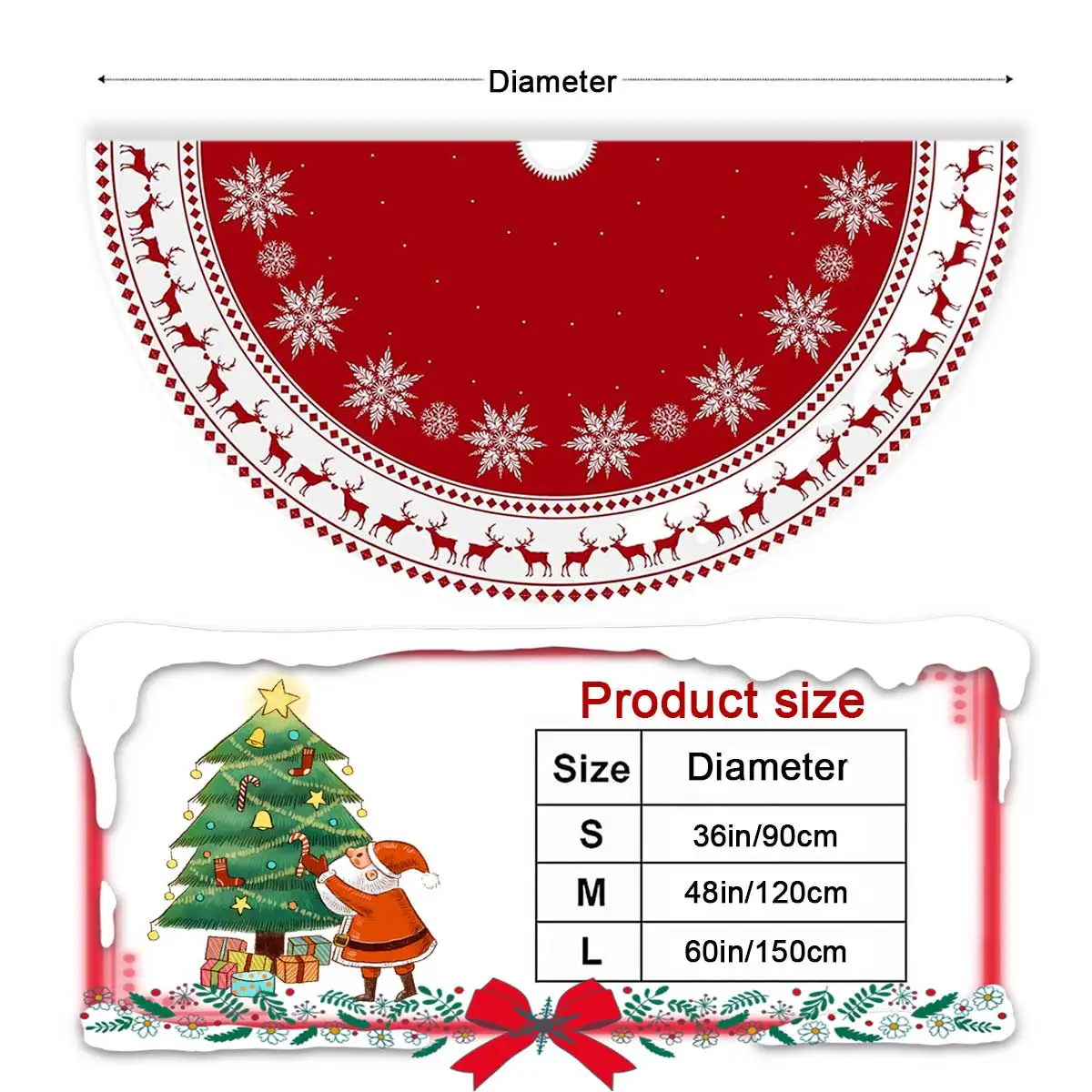 1pc Christmas Tree Skirt 36/48/60 Inches, Xmas Tree Skirt, Farmhouse Christmas Tree Skirts for Christmas Holiday Party.