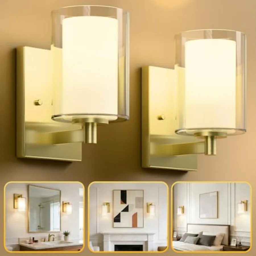 Wall Sconces Set of Two for Bathroom Bedroom Living Room Hallway Indoor Stairwell and Mirror, Farmhouse Modern Vanity Light Fix