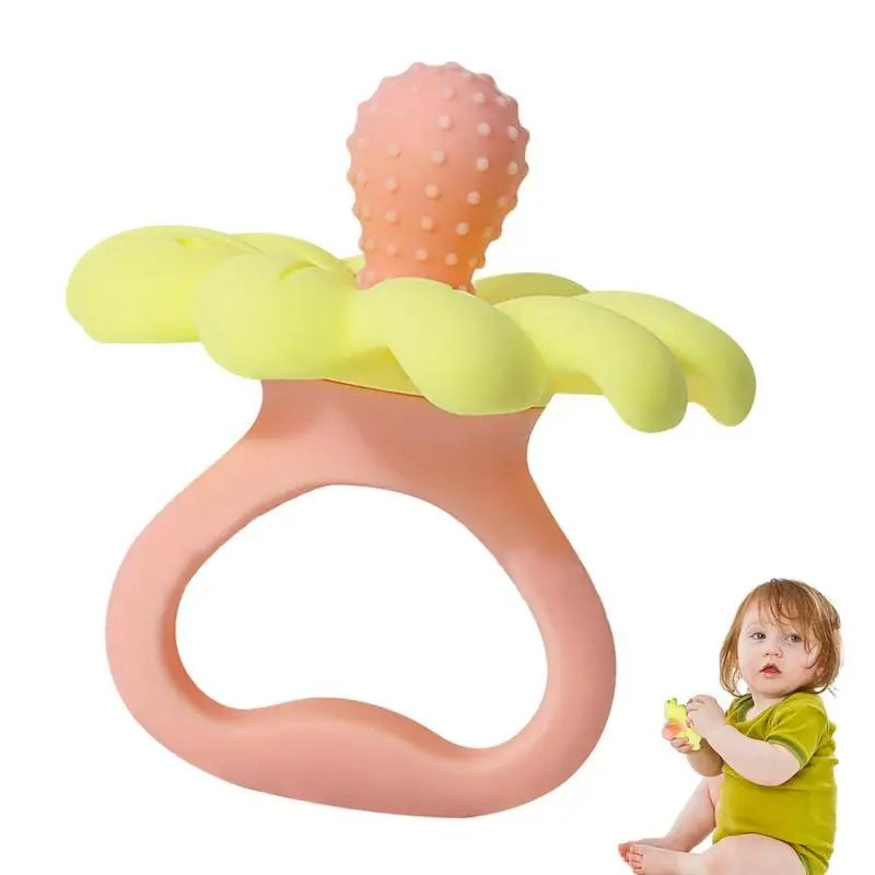 زهرة على شكل عضاضة للأسنان ، التسنين القفاز ، الغذاء الصف طفل اليد عضاضة ، سيليكون مضغ لعب للأطفال ، التسنين قبضة #4