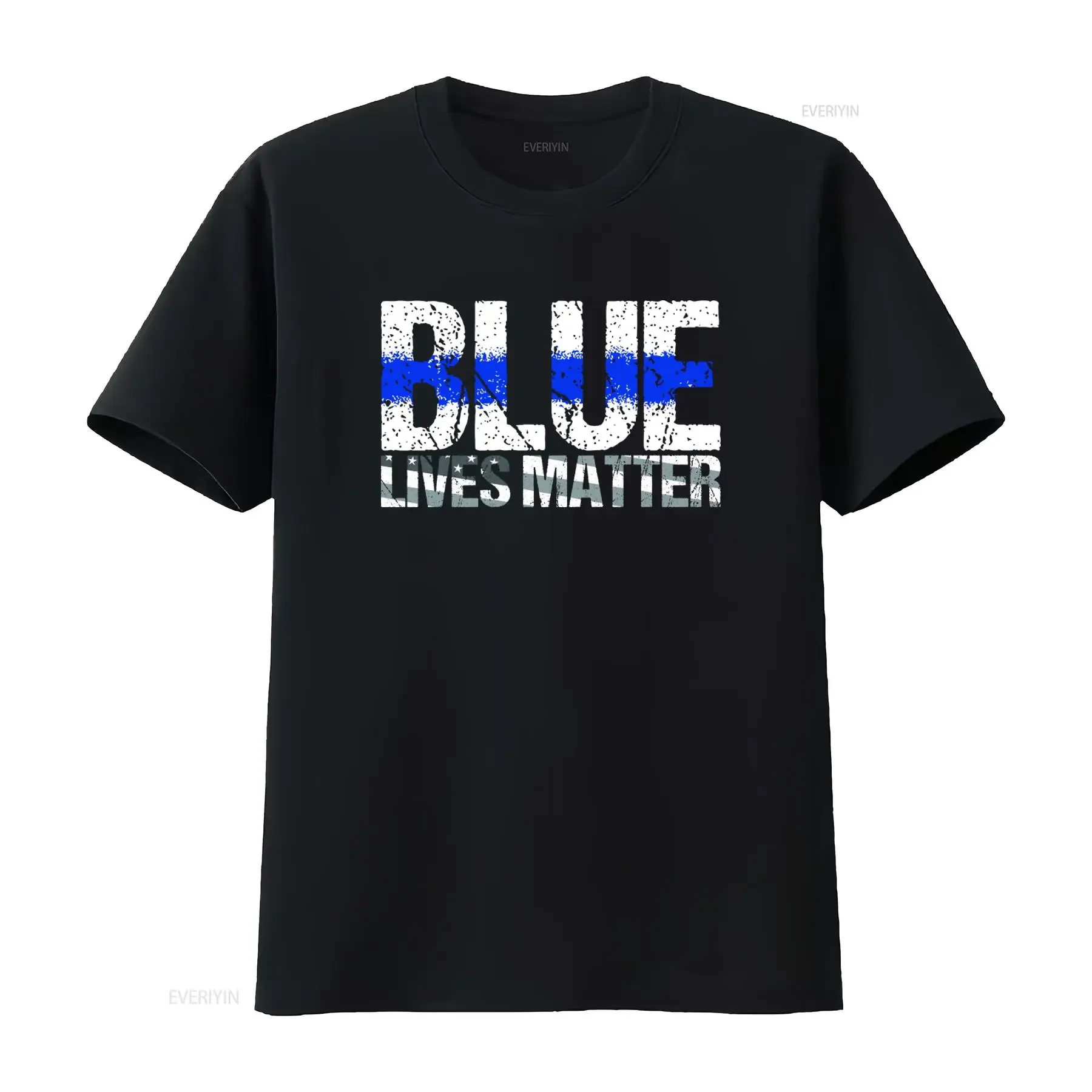 Blue Lives Matter USA Flag Honor Serve Protect Men's T shirt  vintage Washed Slightly graphic Stylish Breathable homme