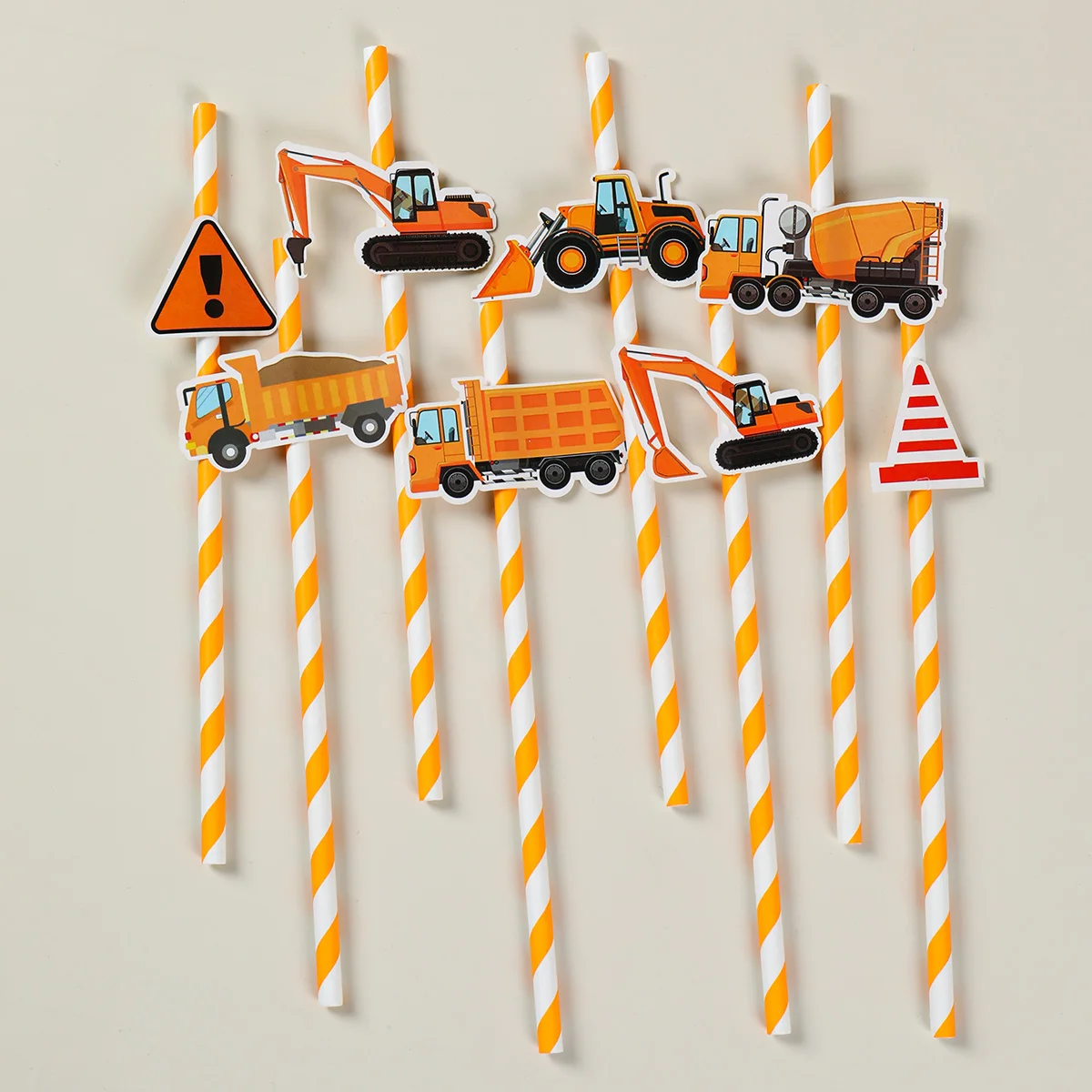 6/8pcs Construction Theme Party Paper Straw Engineering Car Straws Party Supplies Excavator Vehicle Birthday Party Decor Kid Boy