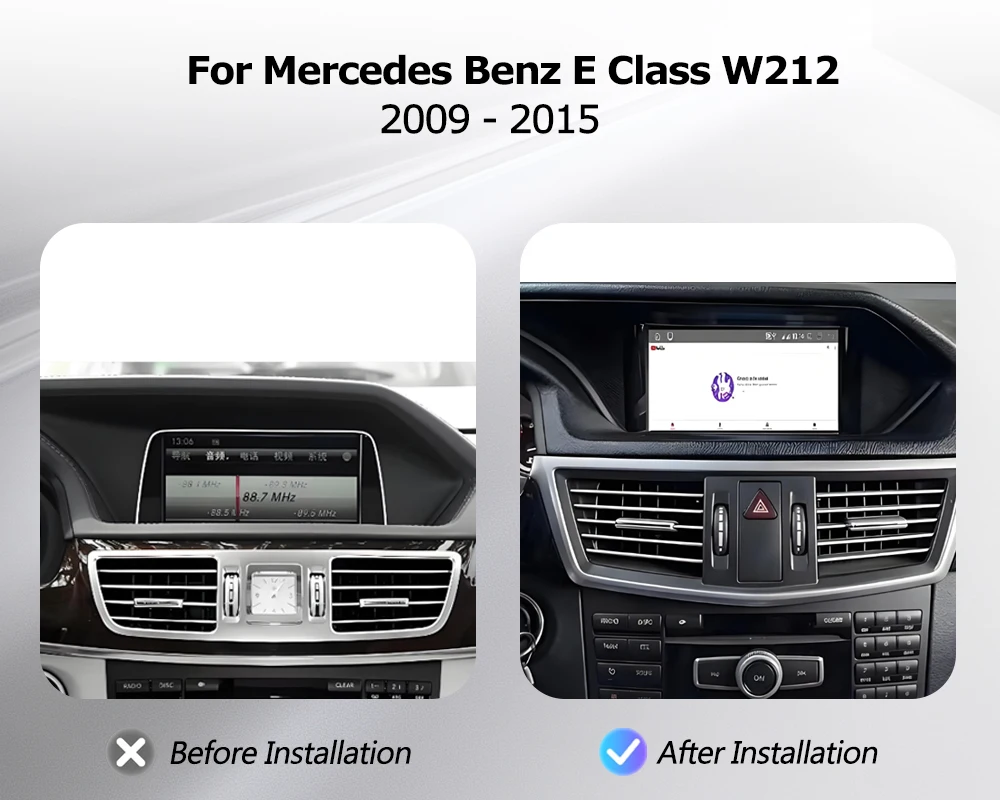 Car Touch Display Screen For Mercedes Benz E Class W212 2009 - 2015 Android Auto CarPlay Multimedia Player WIFI DSP BT GPS Navi