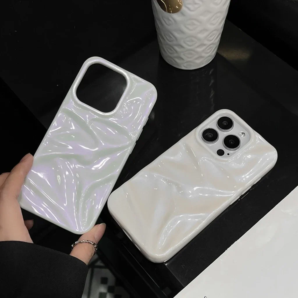 Illusion Color Series Stereoscopic Wrinkled Pattern Cover Case for iPhone 15 14 13 12 11 Pro Max Plus Phone Case