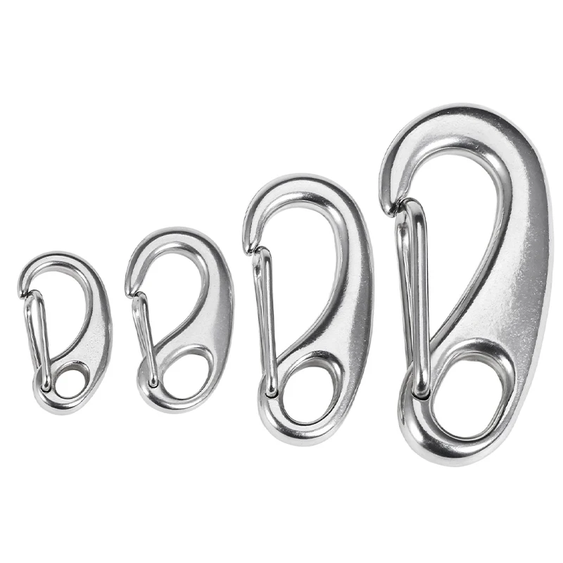304 Stainless Steel Egg Spring Snap Shackle JB8112, Quick Open Safety Spring Hook For Marine Rigging Lifting Connection M30~M100