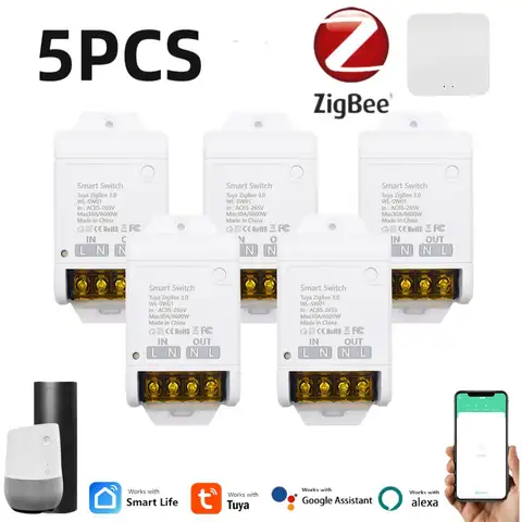 Smart Tuya Zigbee 3.0 Switch 20A 30A 6000W Relay Module Smart Household Automation On/Off Controller Relay Timer