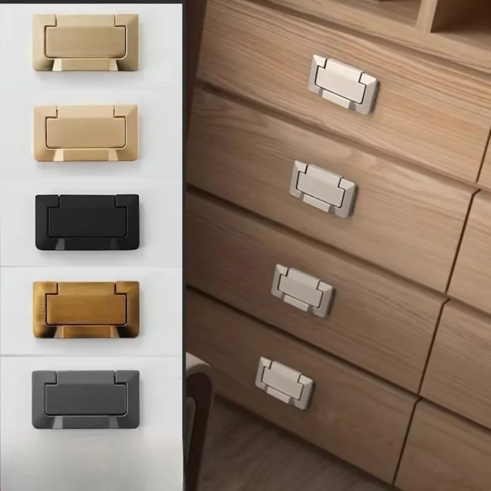 New Zinc Alloy Concealed Cabinet Handle Free Punching Brushed Gold Flat Drawer Handle Durable Straight Cabinet Knob Cabinet Door