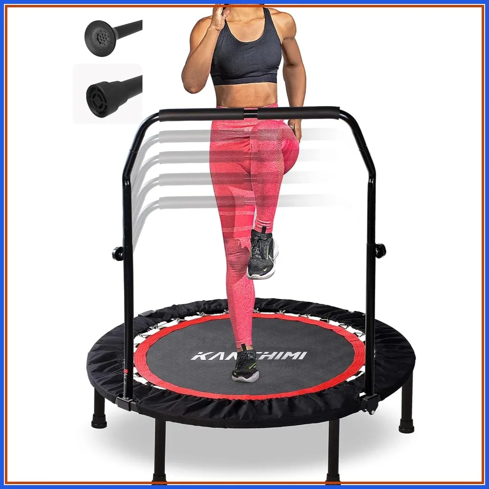 

40" 48" Folding Mini Fitness Indoor Exercise Workout Rebounder Trampoline with Handle, Max Load 330lbs