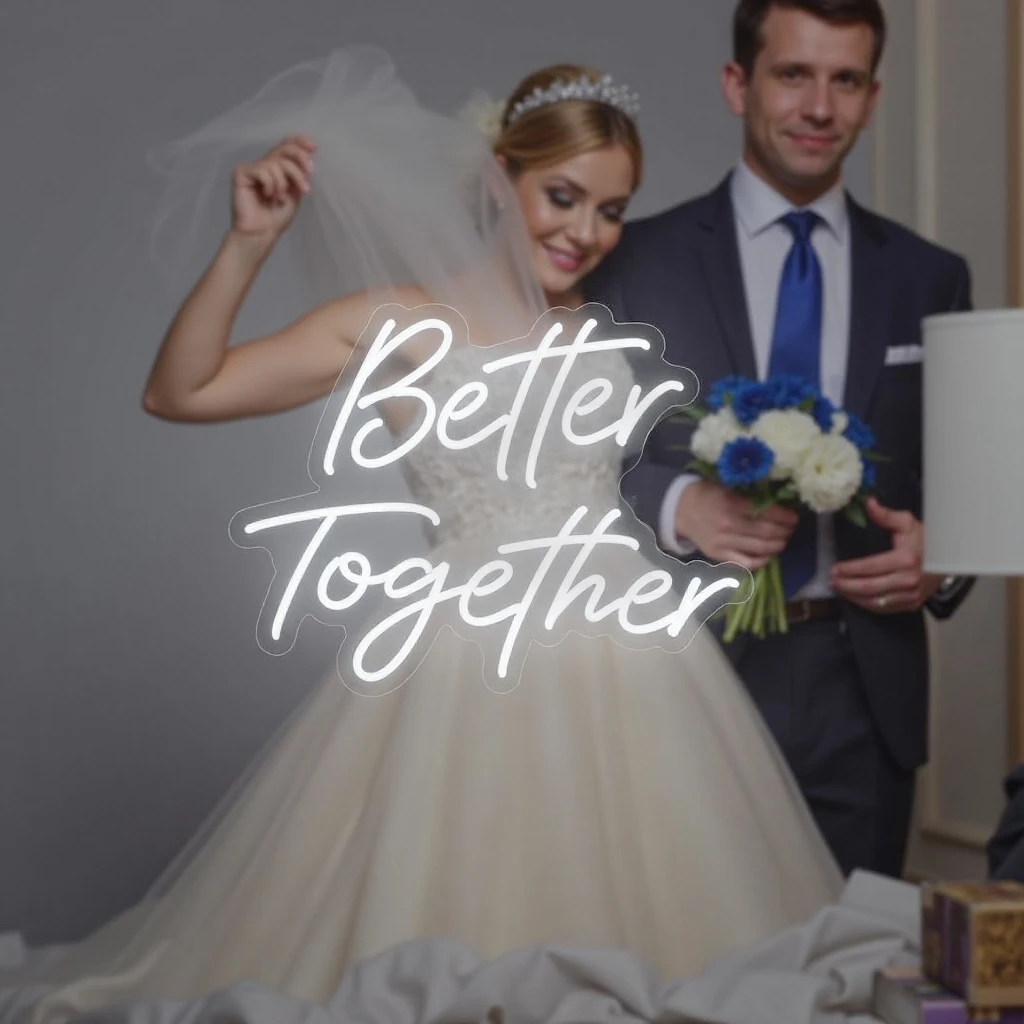 Better Together Neon Sign Wedding Decorations Lights Anniversary Engagement Neon LED Sign Aesthetics Room Decorations Light