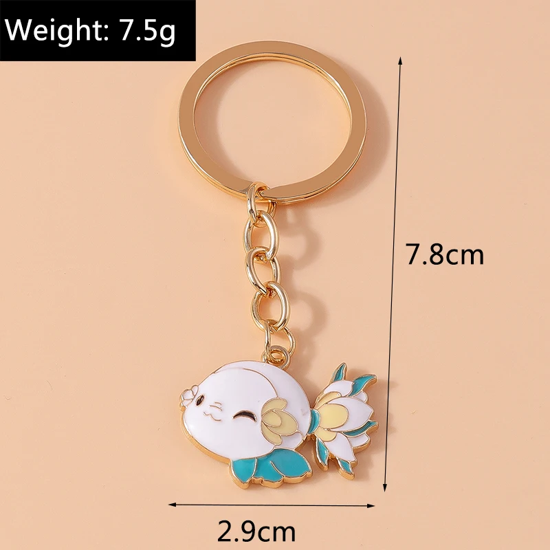 Aihua Niedlicher Emaille-Goldfisch Schlüsselanhänger für Frauen und Mädchen, Handtaschen-Deko, DIY-Schmuckzubehör – Detail 1