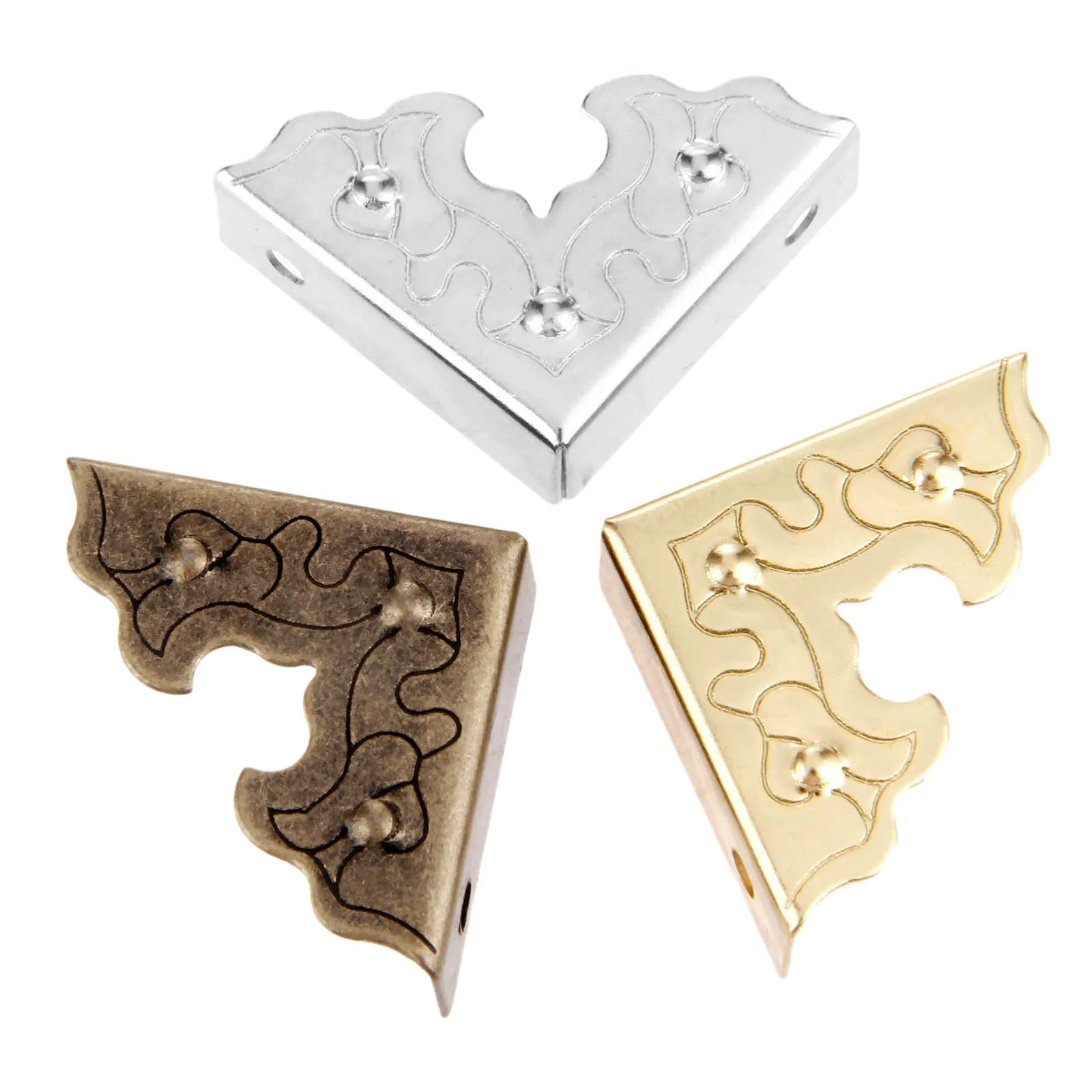 10pcs  Furniture Metal Crafts Jewelry Box Corner Foot Wood Case Corner Protector Decorative Corner  25*25*9mm