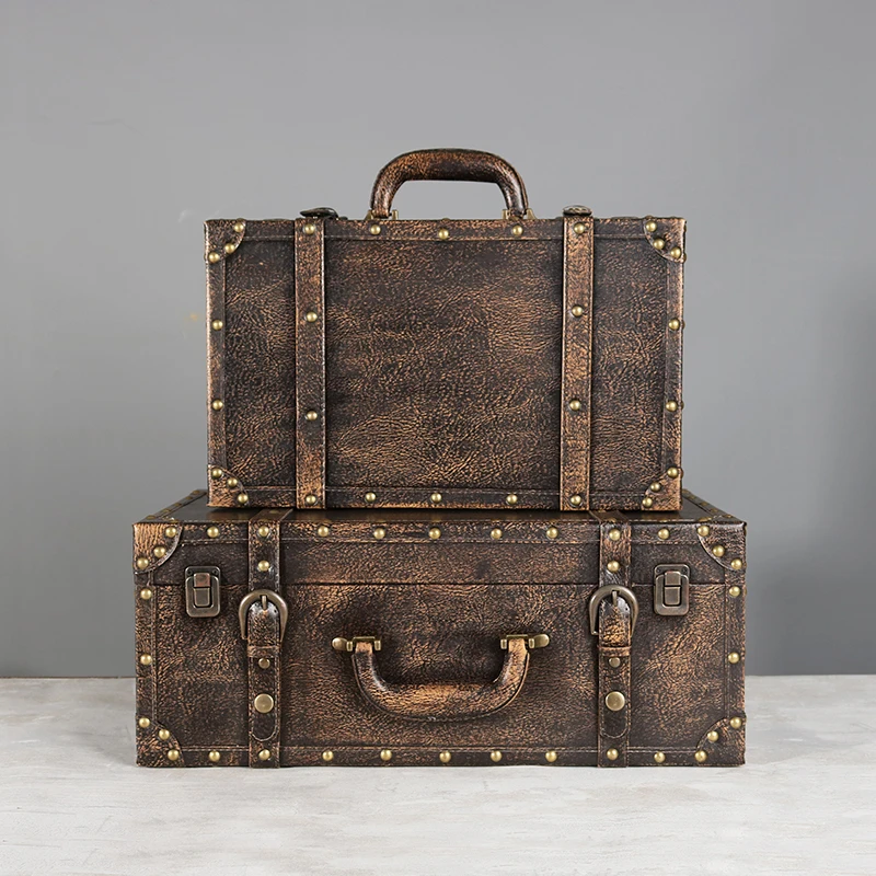 

Retro Brown Leather Handheld Wooden Storage Box Clothes Organizer Vintage Sle Photoaphy Prop Home Organization Utili Box
