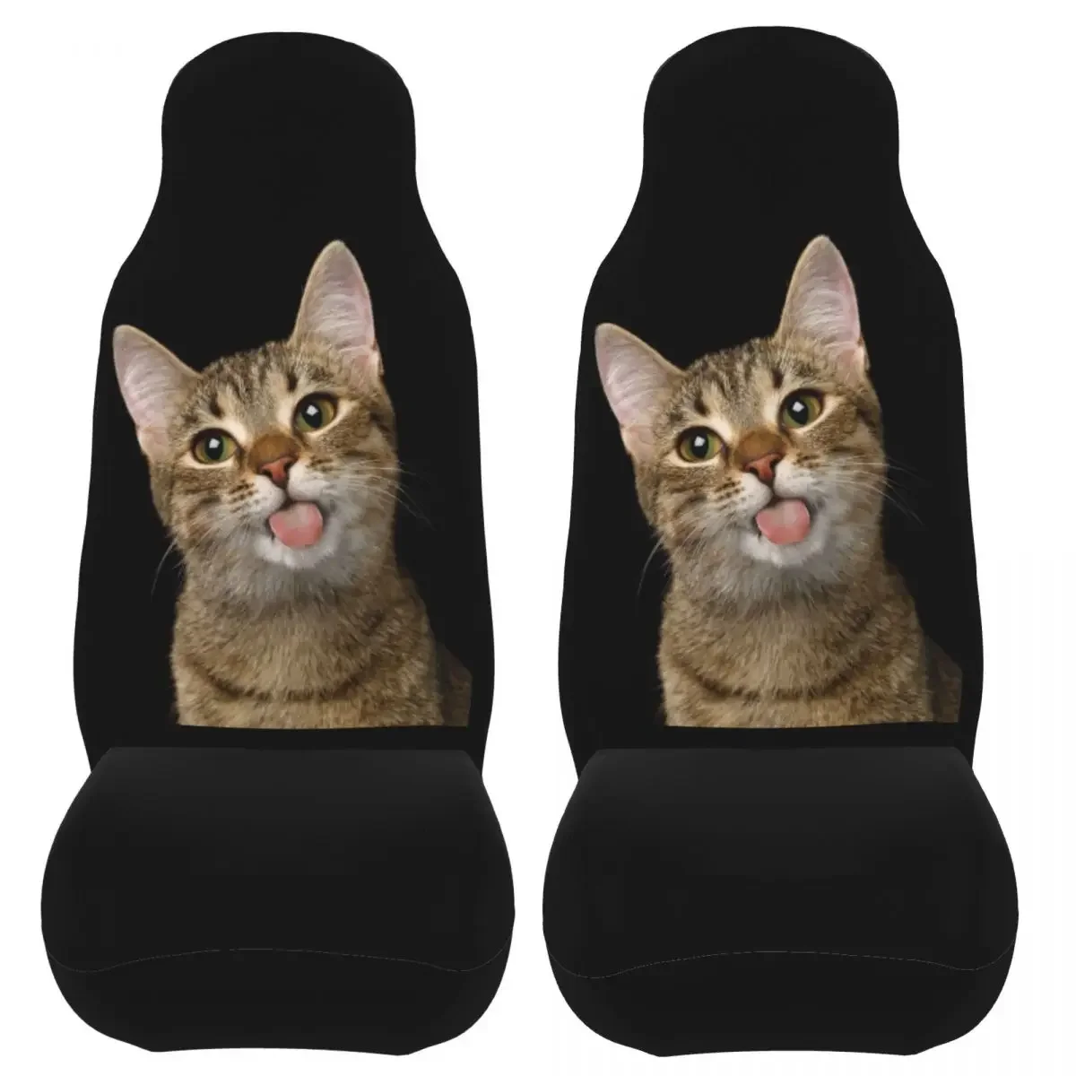 Portrait Of Domestic Cat Universal Car Seat Cover Four Seasons Travel Cute Kittens Car Seat Covers Polyester Car Accessories