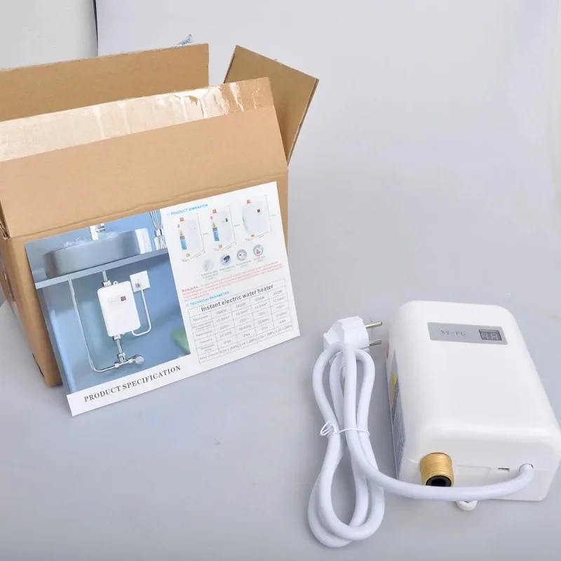 سخان مياه فوري، سخان مياه ساخن كهربائي صغير بدون خزان بقدرة 3000 وات، متين وأنيق وعصري لغسل المطبخ والحمام