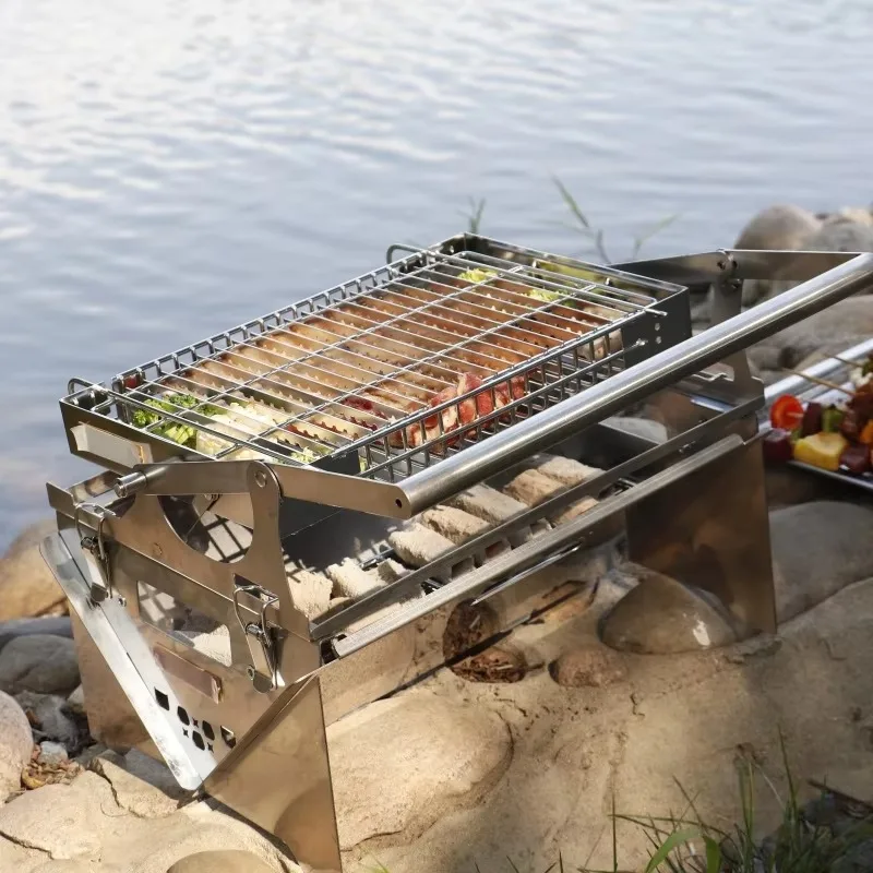 Medium Small Sized Portable Grill Customized BBQ for Camping Hiking Beach Roasting Skewers Vegetables
