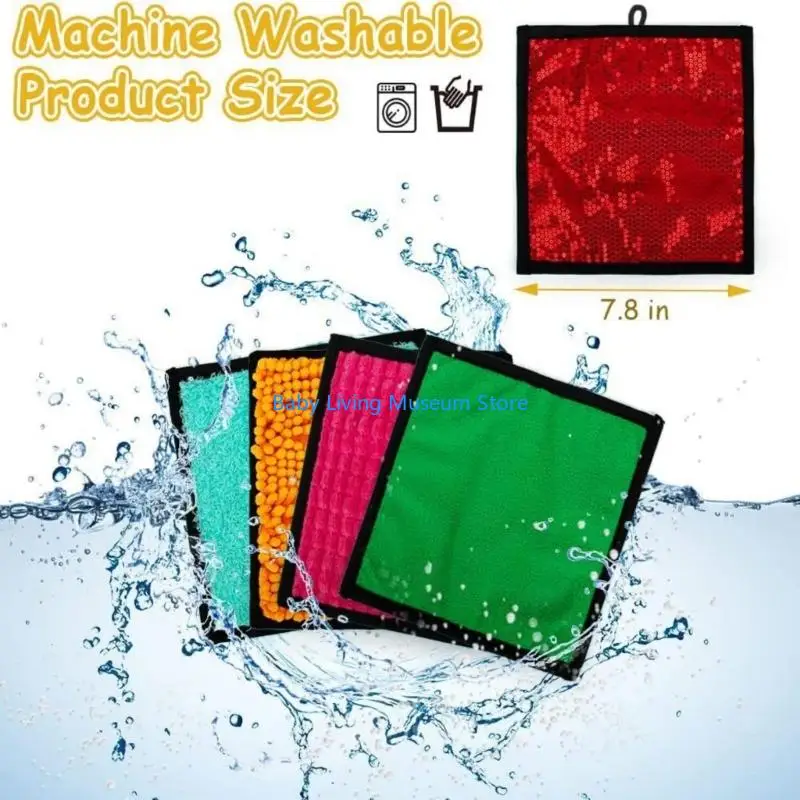 P31C 16PCS กิจกรรมประสาทสัมผัสที่พับเก็บได้รายละเอียดพื้นผิวสำหรับการกระตุ้นสัมผัส