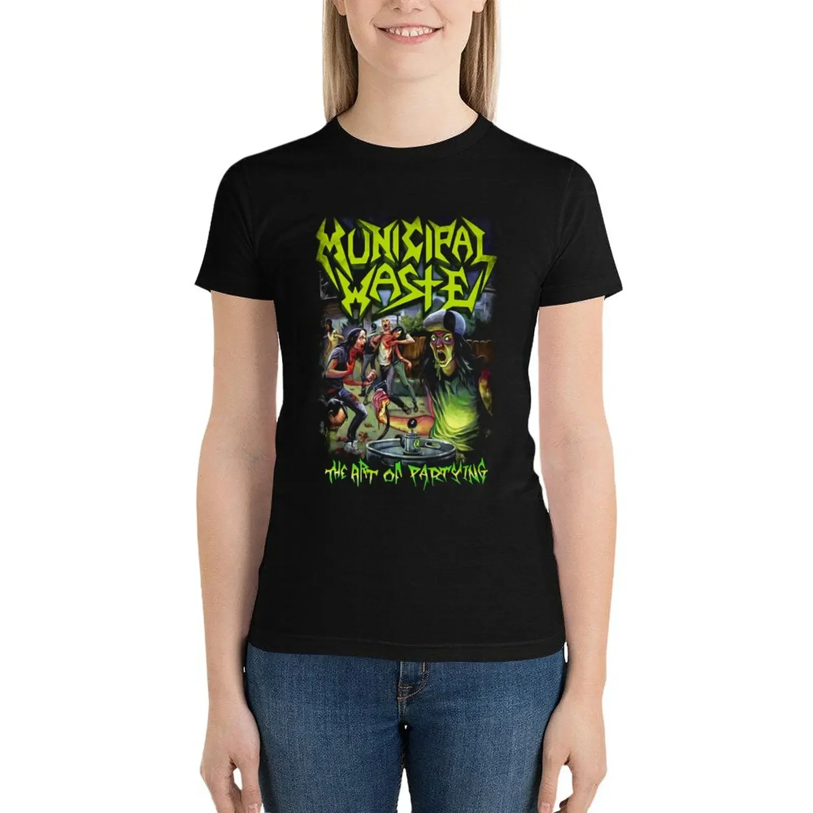 Belohnung Municipal Waste Band Geschenk für Halloween T-Shirt übergroße Grafiken Sommer Tops kurz geschnittene T-Shirts für Frauen