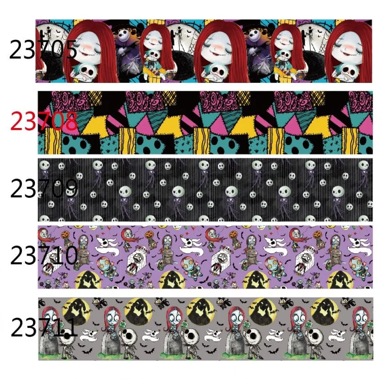 Disney 5Yards 22mm 7/8 inch Halloween Nightmare before Christmas Cartoon Grosgrain Ribbon for Bows 10y 20y 50y