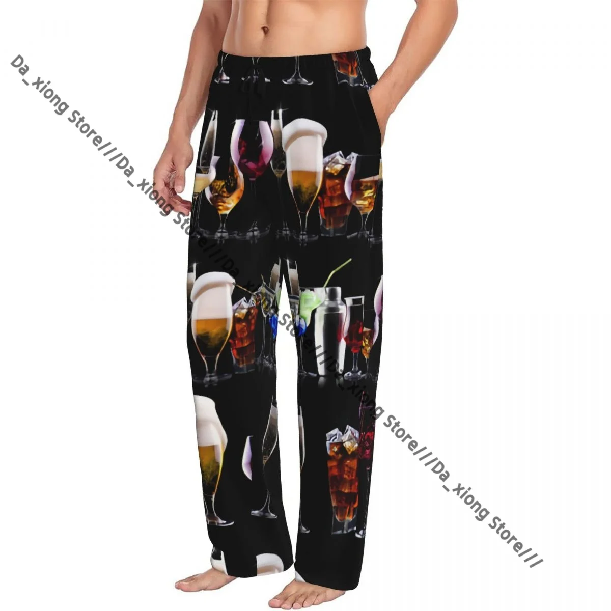 Alcohol Drinks Set Beer Wine Cocktail Champagne Mens Pajamas Pyjamas Pants Lounge Pants Sleep Bottoms