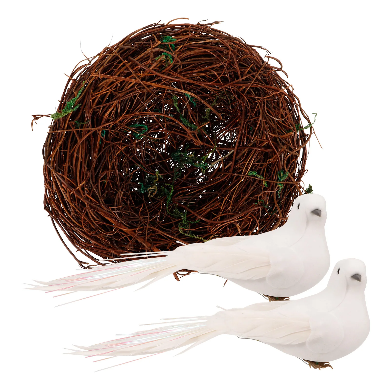 

1Set Decorative Artificial Rattan Bird Nest for Garden Yard Easter Party Spring Festival Ornament Small Bird Nest