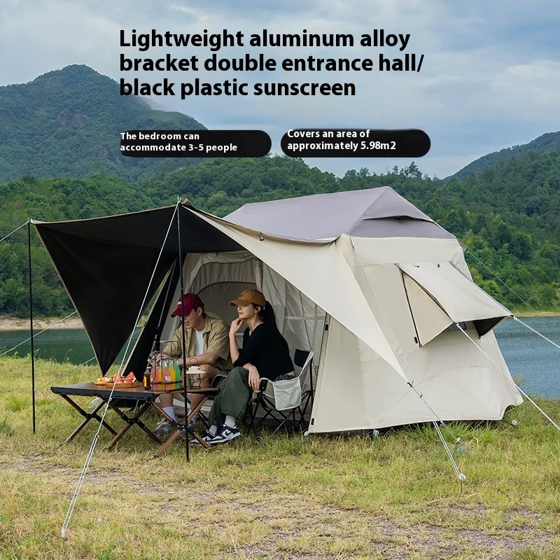 Comfortable Camping Tent for 3-5 People, Water-resistant and Windproof Outdoor Tent for Backpacking and Hiking