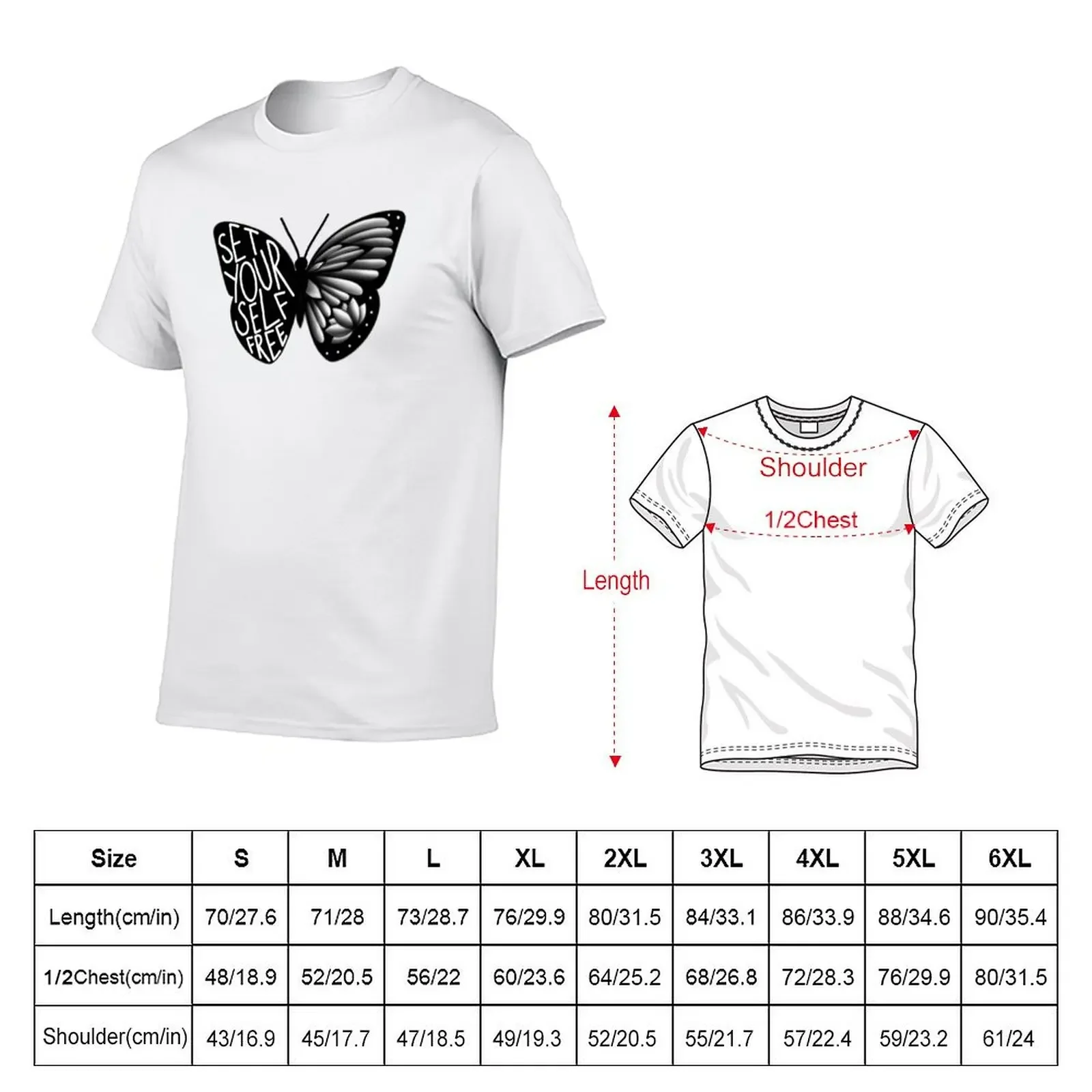 Set Yourself Free Butterfly T-Shirt summer tops vintage anime shirt graphic t shirt vintage summer clothes men t shirts