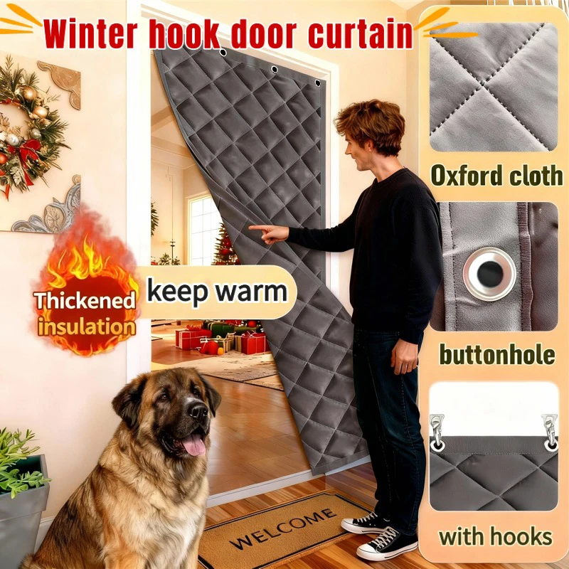 Household winter warm door curtain hook design Oxford cloth material windproof and cold proof, convenient installation
