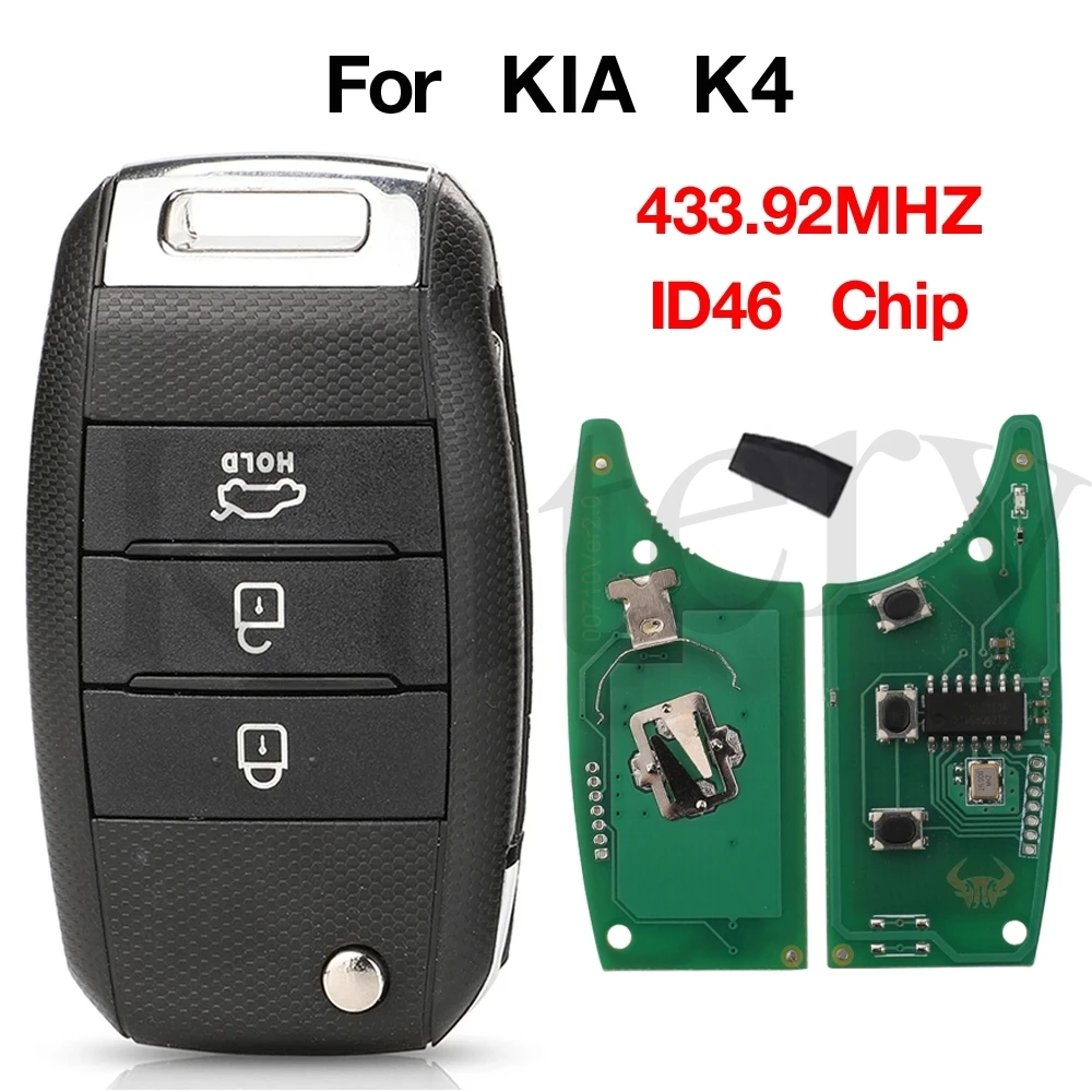 jingyuqin 3 Button 433.92Mhz ID46 Chip Auto Keys Car Remote Flip Key For KIA 2016 K4 Carens 2012DJ3244 2012DJ5804 95430-A4200