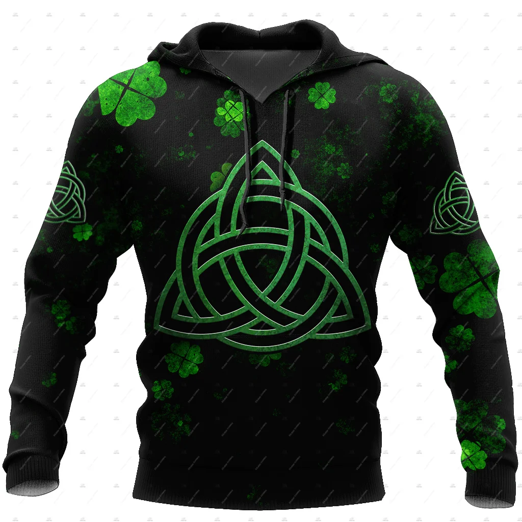 Custom Name Irish Ireland Country Flag St.Patrick Tattoo Vintage Retro Unisex 3DPrint Harajuku Pullover Casual Jacket Hoodies X3