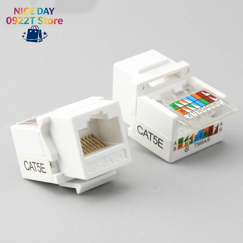 10Pcs RJ45 CAT5e Ethernet Network Keystone JackClip Module Wall Plug Connector@#X