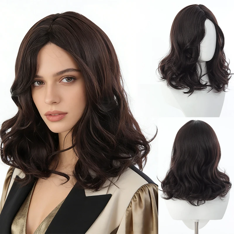 

Wig atmosphere temperament slightly curly hair headband women's daily wearing style wig full headband