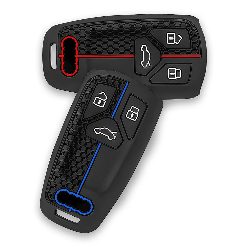 Silicone Keychain For Car Keys Case Holder Key Cover For Audi Q5 Q7 TT A4 B9 A5 A6 8S 8W 4M S4 S5 S7 TTS TFSI RS Car Key Case