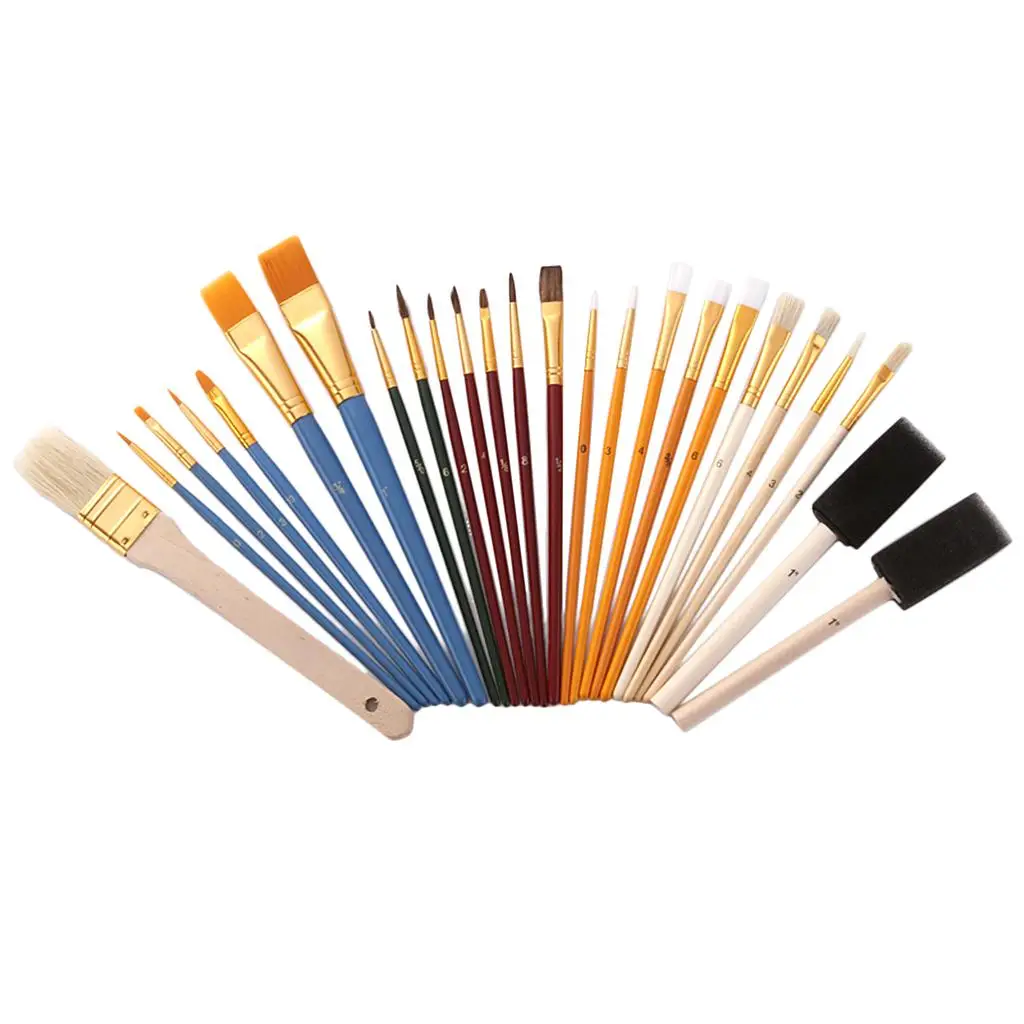 Art Painting Tools Assorted Nylon Bristle Sponge Detail Brushes for Professional Artist Painting Crafts Supplies