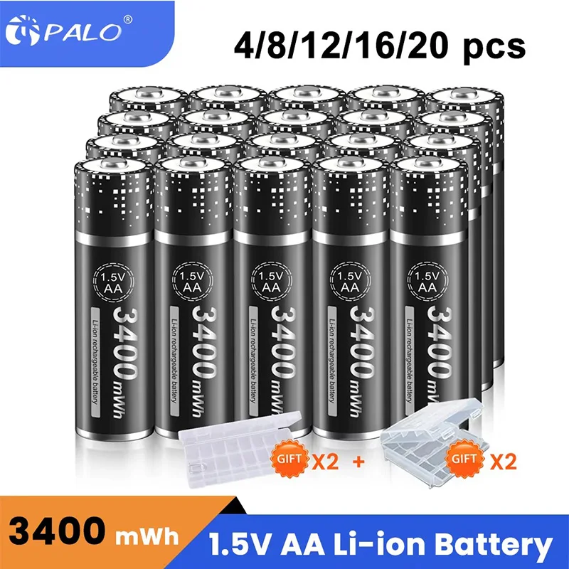 PALO 100 % Original 1,5 V AA Li-Ionen-Akku 3400 mWh AA-Lithium-Akkus 1,5 V AA-Batterie für Spielzeugautos