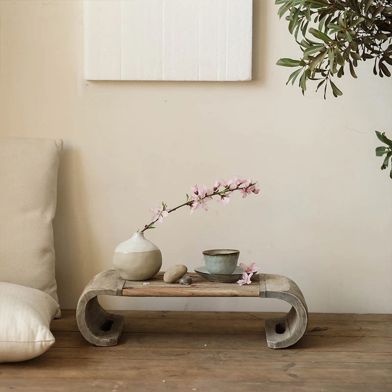 اليابانية الرجعية خشب متين صينية الشاي الصيني المعطر الخشب الحرفية الجدول الحد الأدنى شرفة الديكور زن نمط طاولة القهوة ل حصير