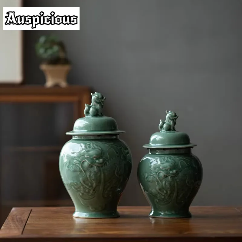

Креативный керамический рельефный Kylin Tea Caddy Retro корзины ручной работы для хранения Jar кофейные зерна контейнер чайная посуда аксессуары