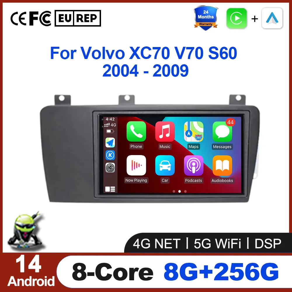 

Android 14 Car Radio For Volvo XC70 V70 S60 2004 - 2009 Multimedia Stereo Player GPS Navigation Carplay DSP