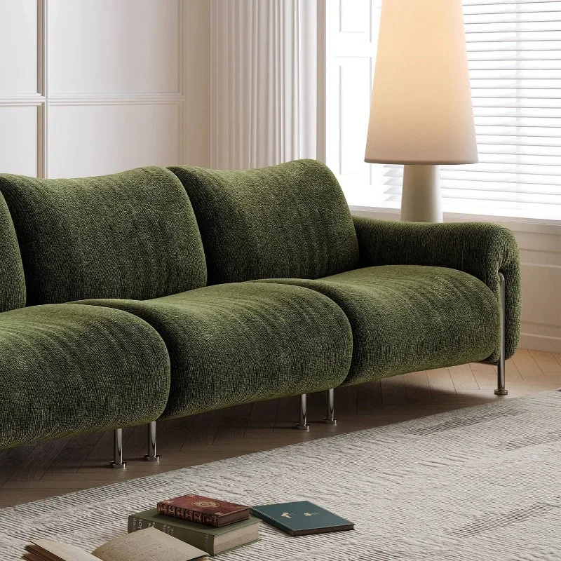 Italian Luxury Green Velvet L-Shaped Modular Sofa Bed Set Space Saving Corner Couch Villa Modern Living Room Furniture