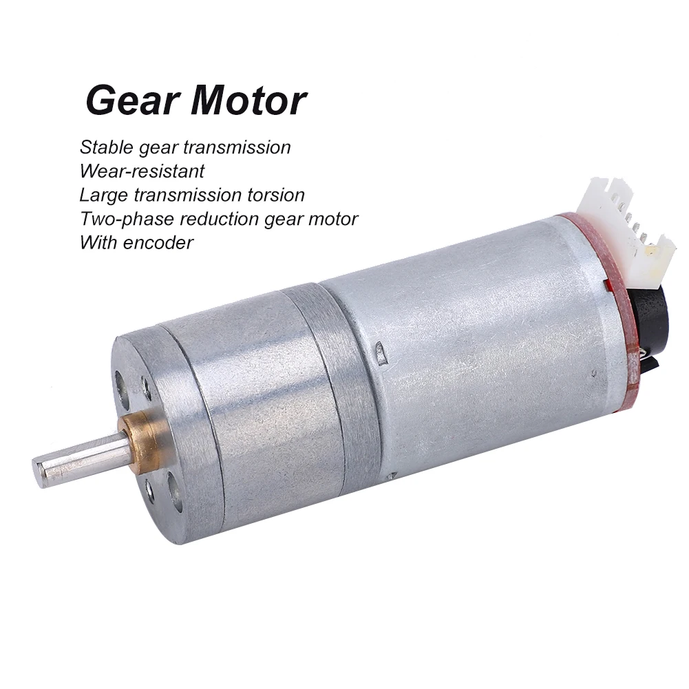 Gear Motor DC with Speed Encoder Brush DC Motors Reducer Copper Stainless Steel GA25‑370