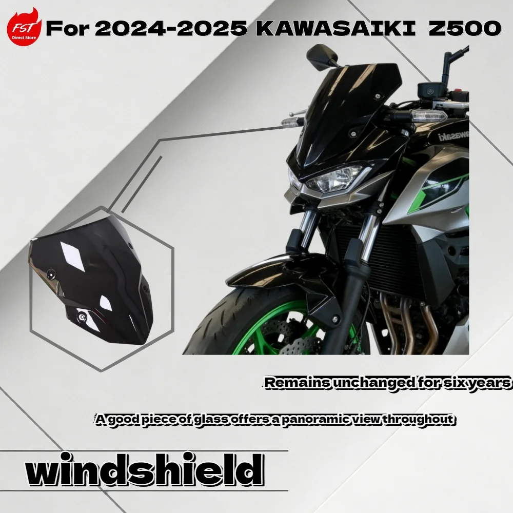 For Kawasaki Z500 2024-2025 Heightened Enlarged Front Wind Screen Windshield Motorcycle Parts