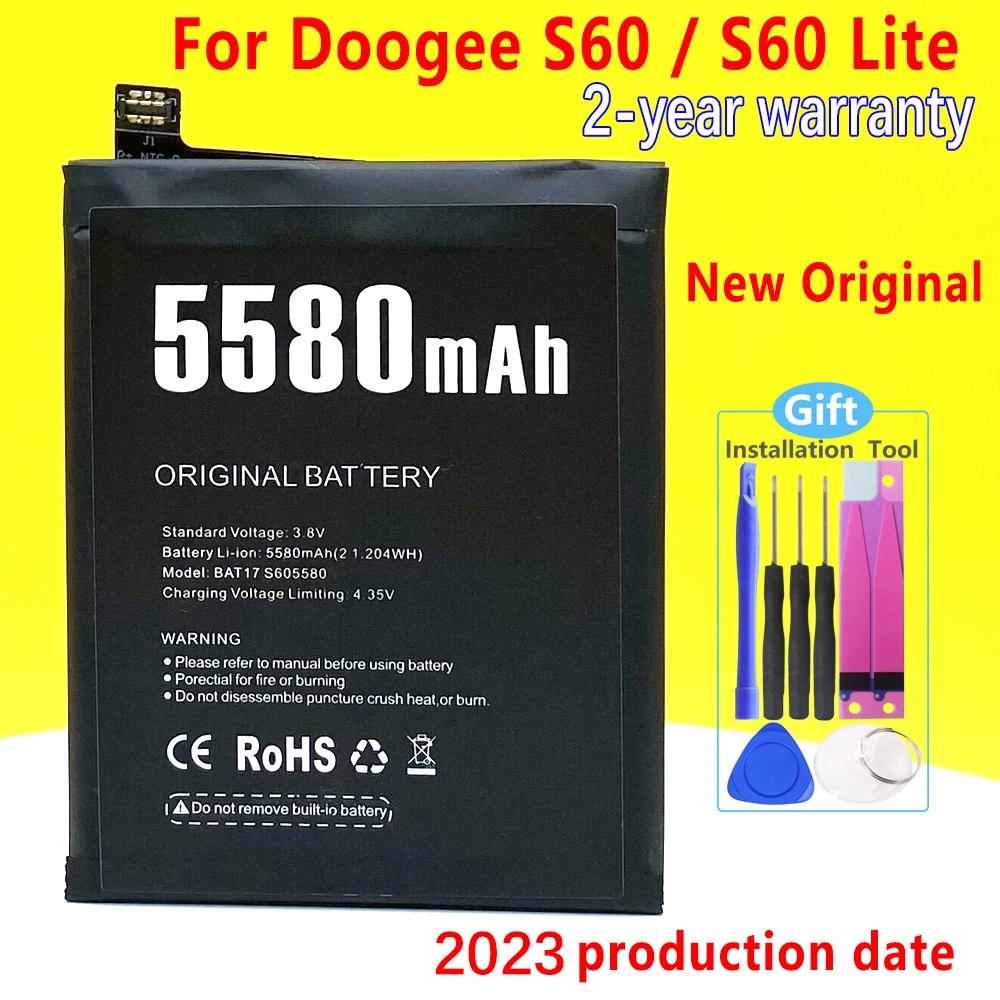 New Original Battery For DOOGEE S60 5580mAh BAT17M15580 BAT173605580 Mobile Phone+Gift Tools