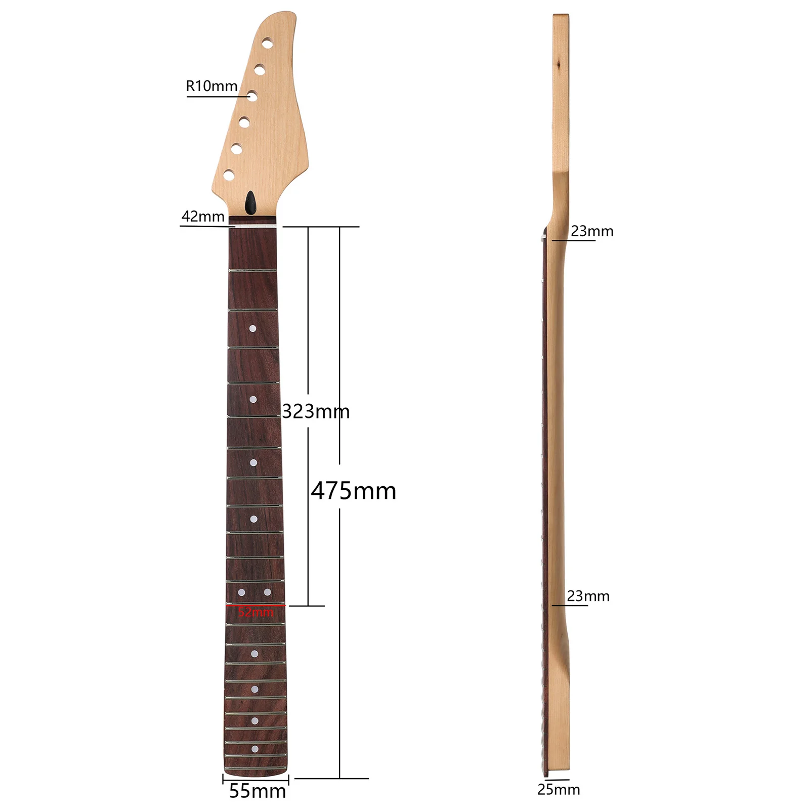 

Гриф для электрогитары Maple, 22 лада, палисандровая накладка, костяной нут, для замены ST, с точечными инкрустациями по бокам струнодержателя