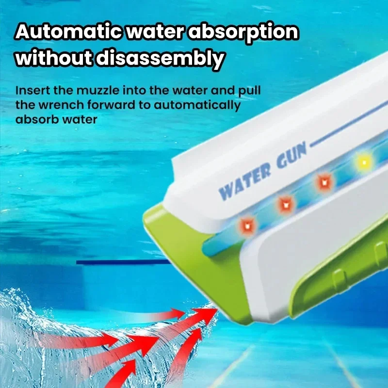 Automatic Fully Electric Water Gun With Continuous Lighting，2024 NEW Toy Guns Summer Pool Outdoor Toys for Kids Adults Gifts