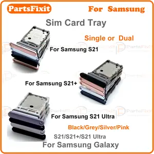 Bilashmart 5/50 Dual Card BackShell SIM Card Tray chip slot drawer Holder Adapter Accessories Samsung S21 S21Plus Single Card MIX COLOR