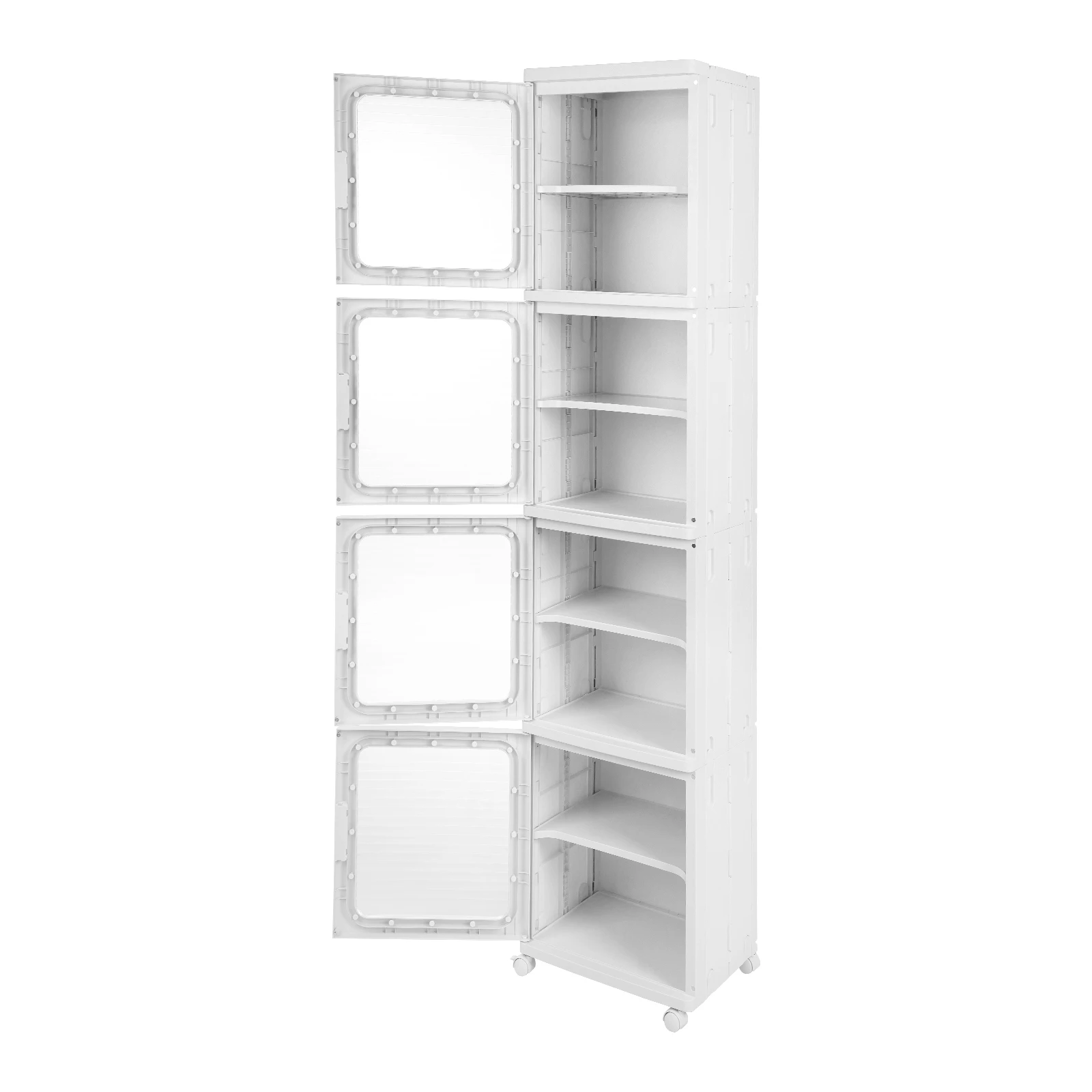 Foldable Plastic Storage Cabinet Movable Storage Box  Stackable Sundries Organizer for  Home Decor Living Room Bedroom