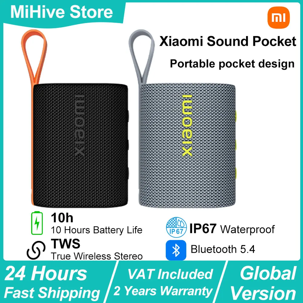 Xiaomi Sound Pocket, TWS Stereo Combo, Leichter Kabelloser Lautsprecher, 1000mAh 10h Akkulaufzeit, Bluetooth 5.4 Tragbare Globale Version
