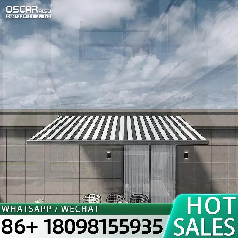 الألومنيوم للطي الذراع في الهواء الطلق بمحركات قابل للسحب مظلة كاسيت كاملة للفناء الخلفي شرفة المظلة القابلة للسحب #3