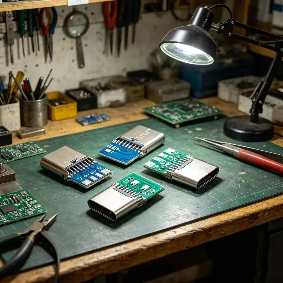 Immagine 5: 1-20 pezzi Connettori Femmina Tipo C con Doppia Resistenza 5.1K, Terminali Elettrici a 16 pin per Saldatura, Cavo Dati Fai-da-Te, Supporto per Scheda PCB