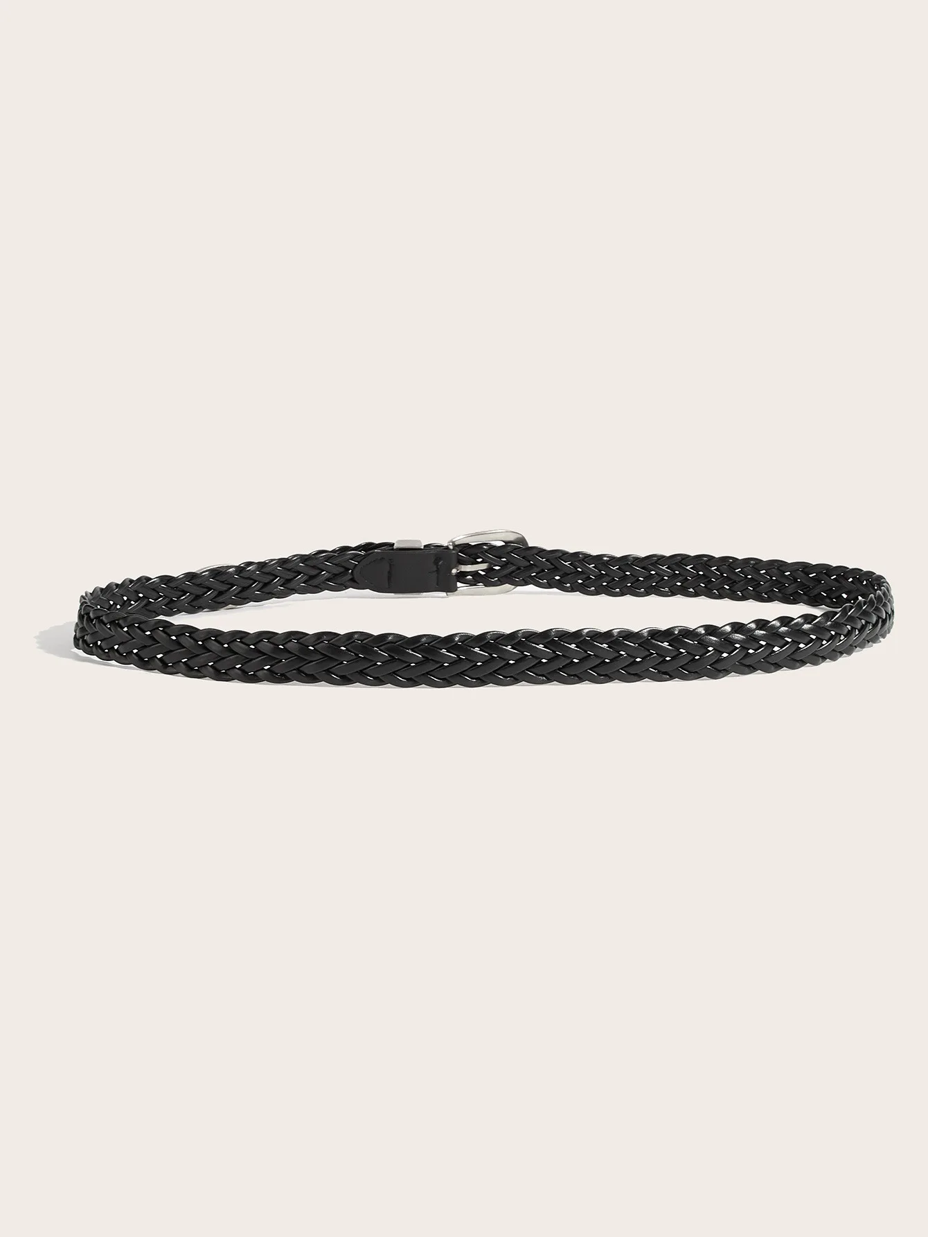 Punch Free Punk Style Woven Belt for Men and Women Black Metal Buckle Belt Dark Minority Retro Fried Dough Twists Belt